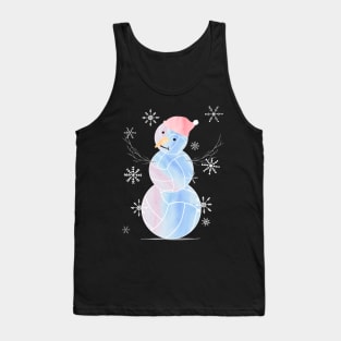 Cute Watercolor Pastel I Love Volleyball Snowman in light blue, pink and purple Tank Top